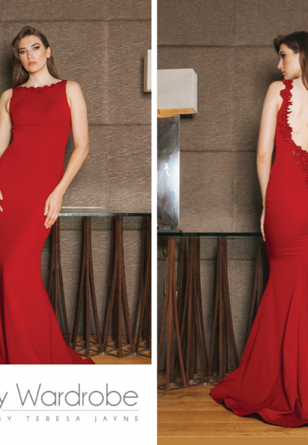 Pia Michi Burgundy Jersey Prom Dress / Evening Dress